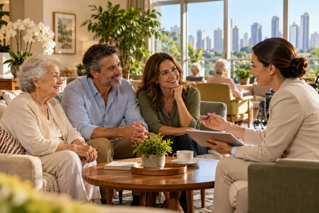 Imagem de família em casa de repouso